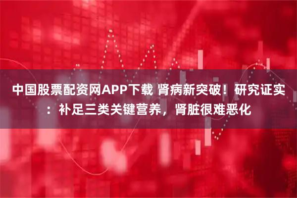 中国股票配资网APP下载 肾病新突破！研究证实：补足三类关键营养，肾脏很难恶化