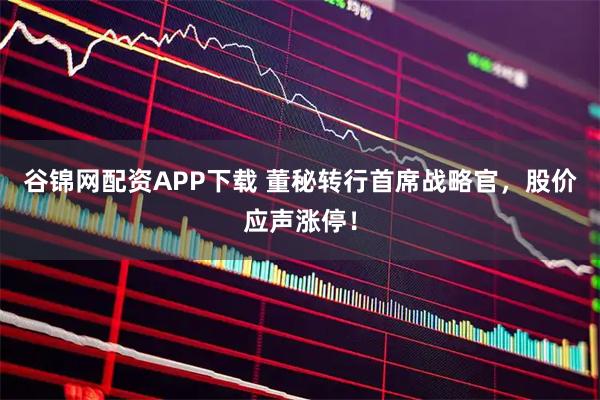 谷锦网配资APP下载 董秘转行首席战略官,股价应声涨停!